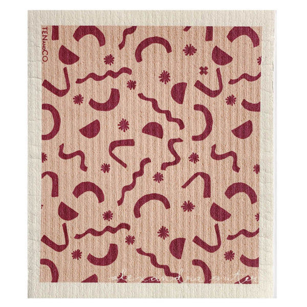 sponge cloth peach cloth with red arch shapes