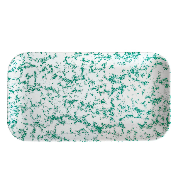 bamboo fiber tray in sponge pattern white and green