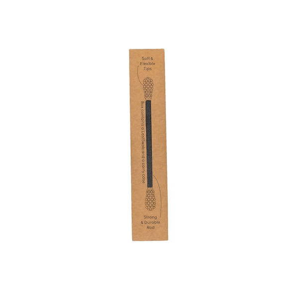 last swab silicone reusable cotton swab black in recyclable packaging