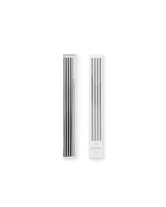reusable silver stainless steel straws with cleaner