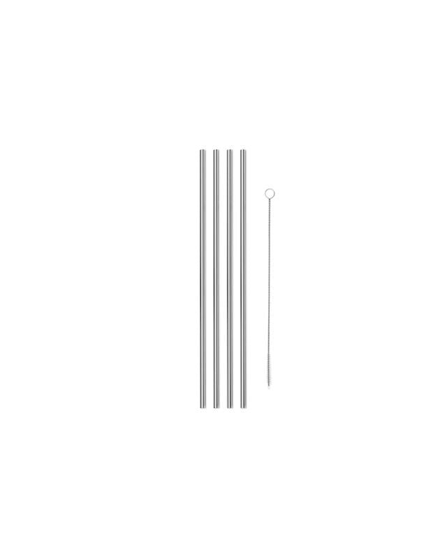 reusable silver metal straws with cleaner