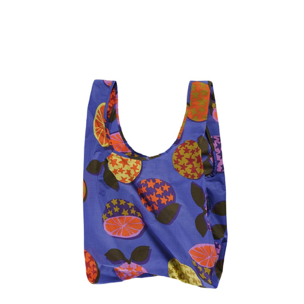 baggu reusable bag dark blue with grapefruit pattern
