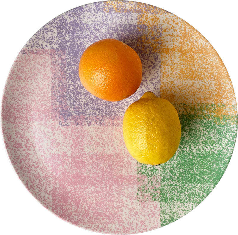 Xenia taler bamboo fibre dinner plate chalk with orange and lemon on top