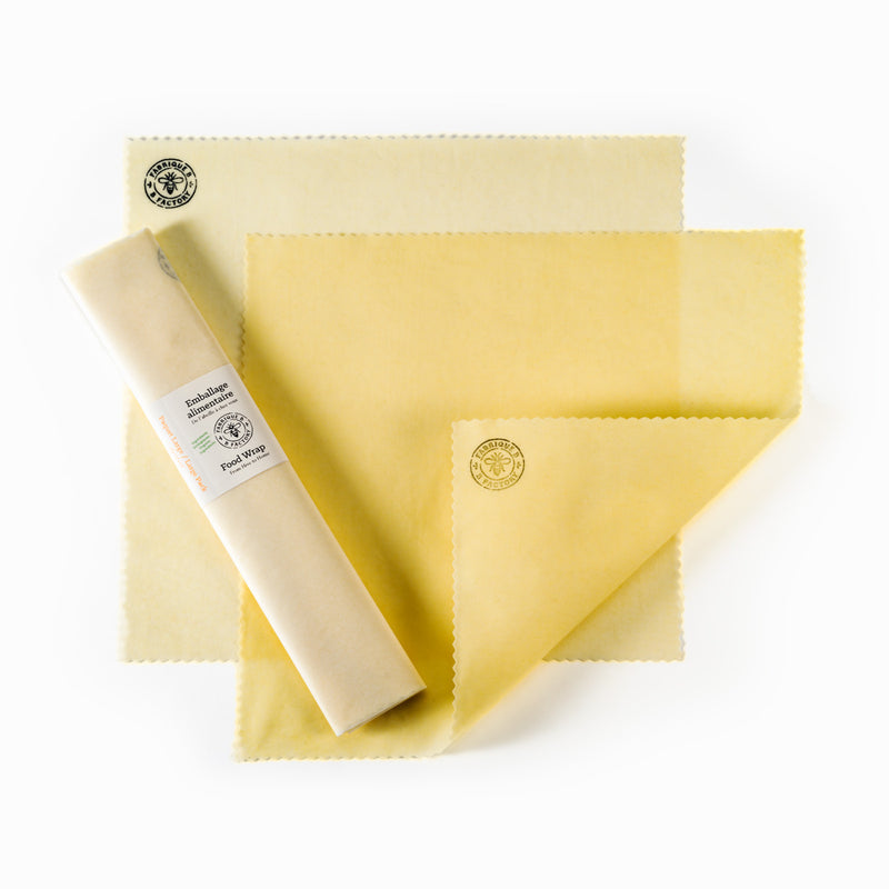 b factory large beeswax wrap packaged on top of two large wraps laid out