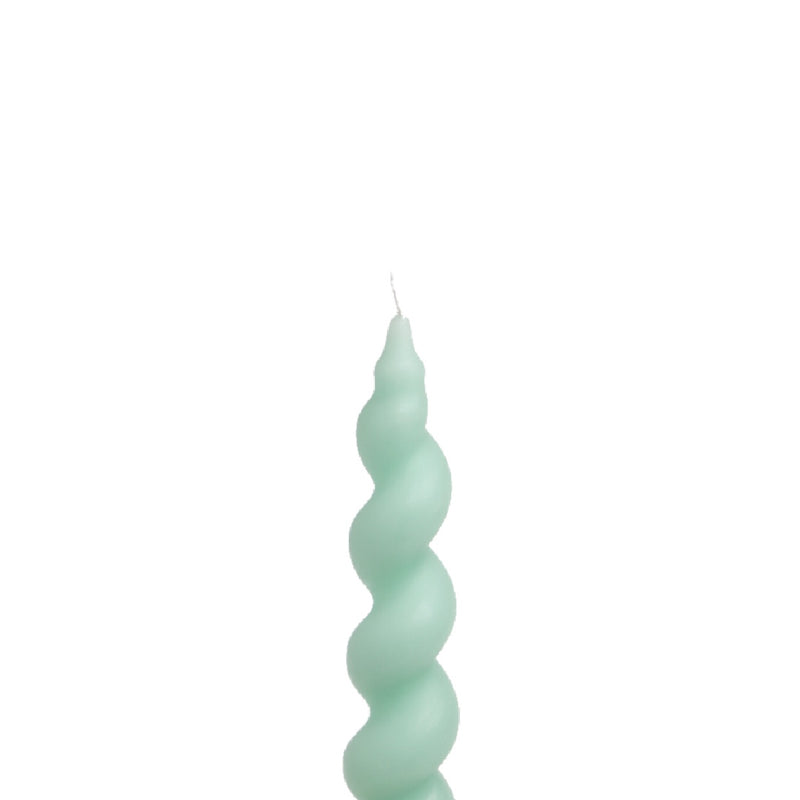 blue swirl beeswax taper candle