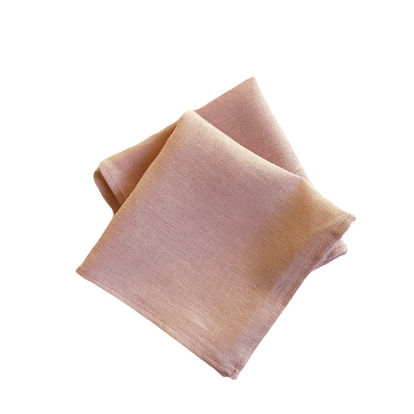 two linen napkins in dusty rose