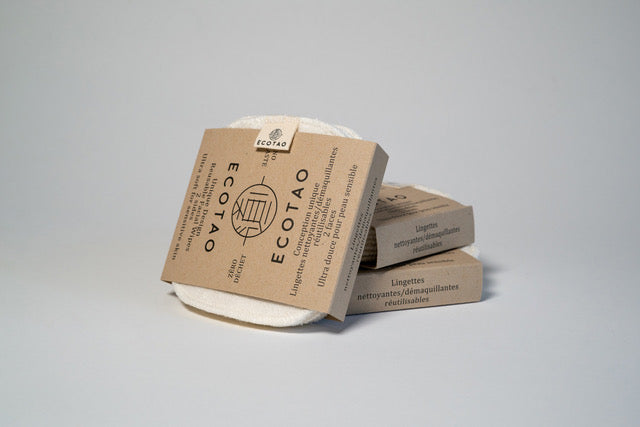reusable organic cotton and bamboo facial rounds three packs stacked