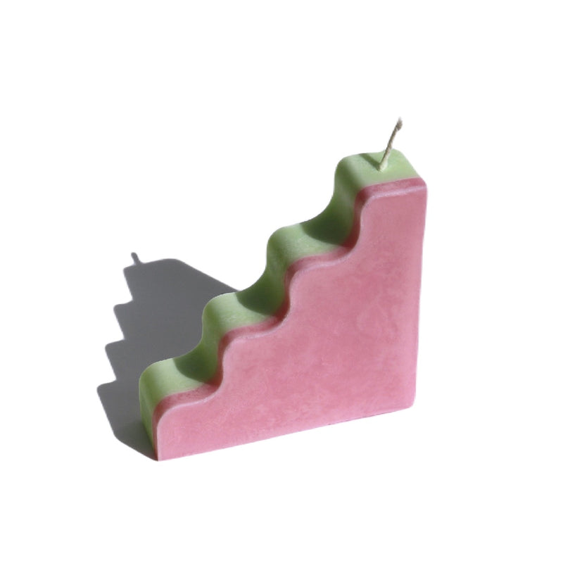 mann candle stairway shape in watermelon colour green and pink