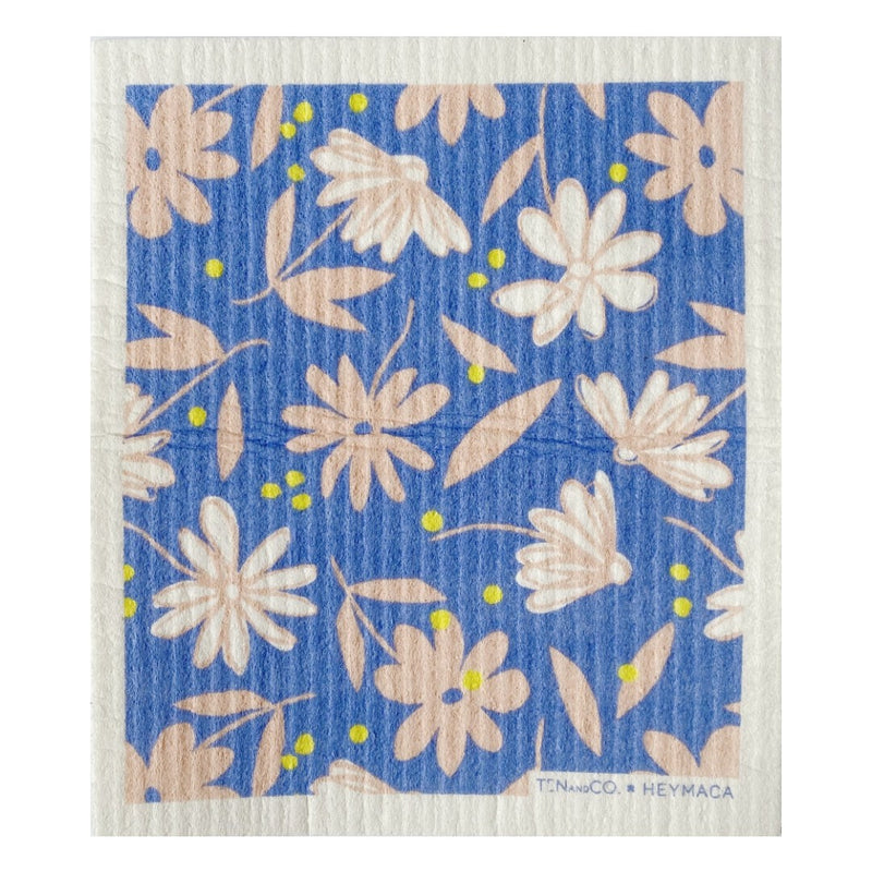 ten and co swedish sponge cloth blue with flowers