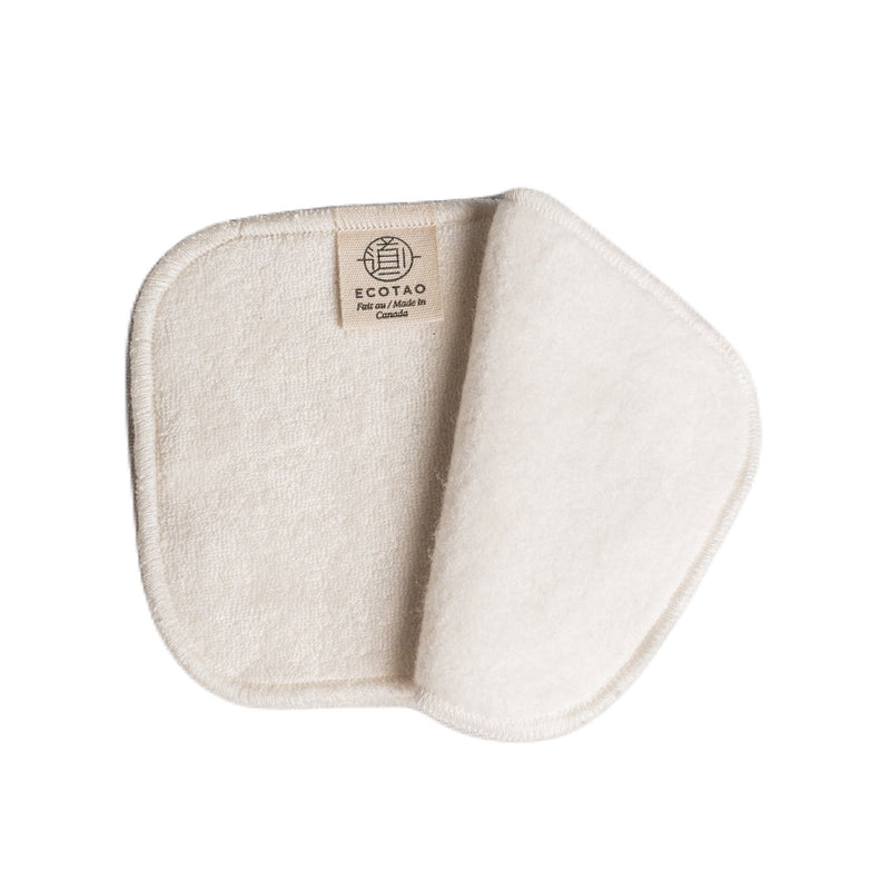 organic cotton and bamboo reusable facial wipes close up of both sides soft and extra soft