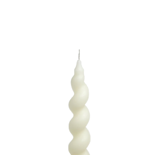 white swirl beeswax taper candle