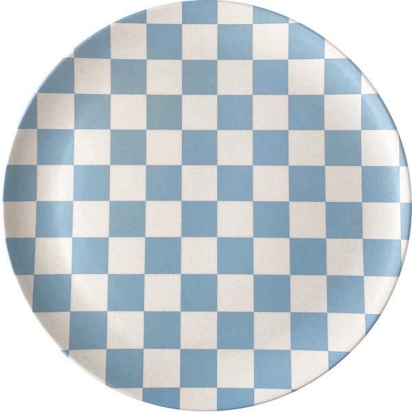 xenia taler dinner bamboo plate in blue checkers