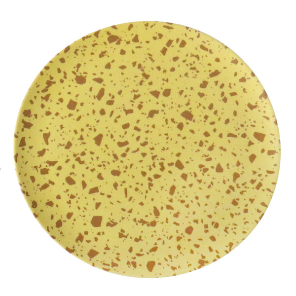 xenia taler yellow terrazzo bamboo side plate - yellow with brown speckles