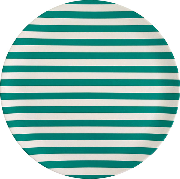 xenia taler dinner bamboo plate in white and green stripes