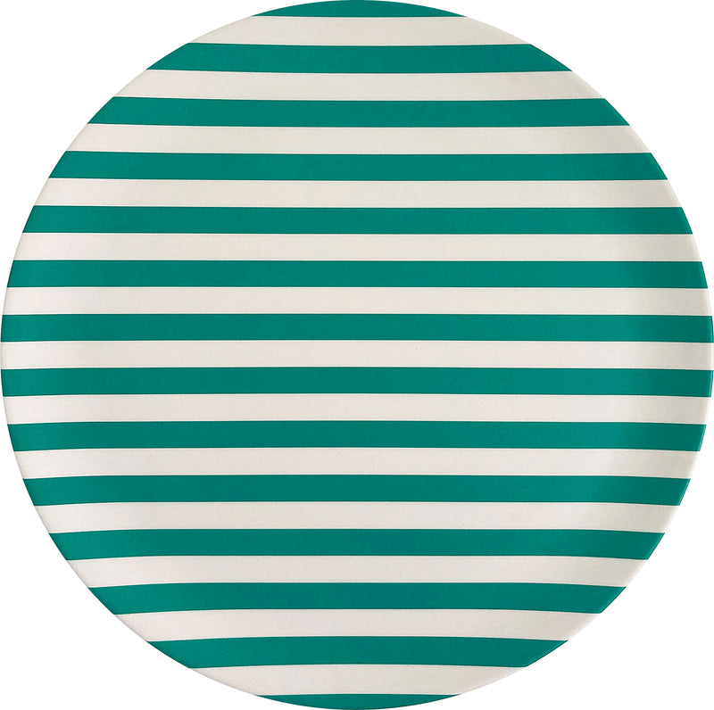 xenia taler dinner bamboo plate in white and green stripes
