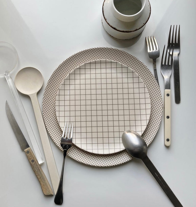 table setting dinner side xenia taler bamboo plates metric pattern with cutlery  on the side